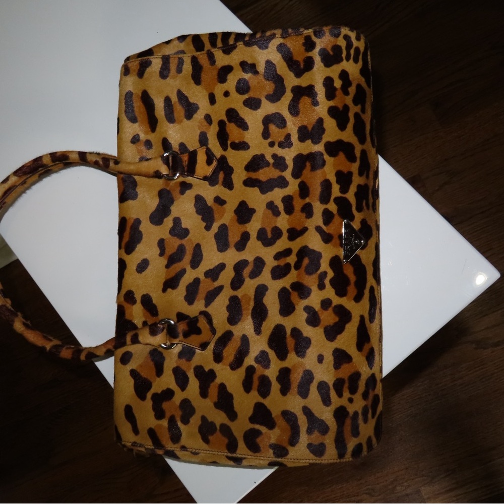 Prada Leopard-Print Satchel in Tan & Black - Picture 5 of 7